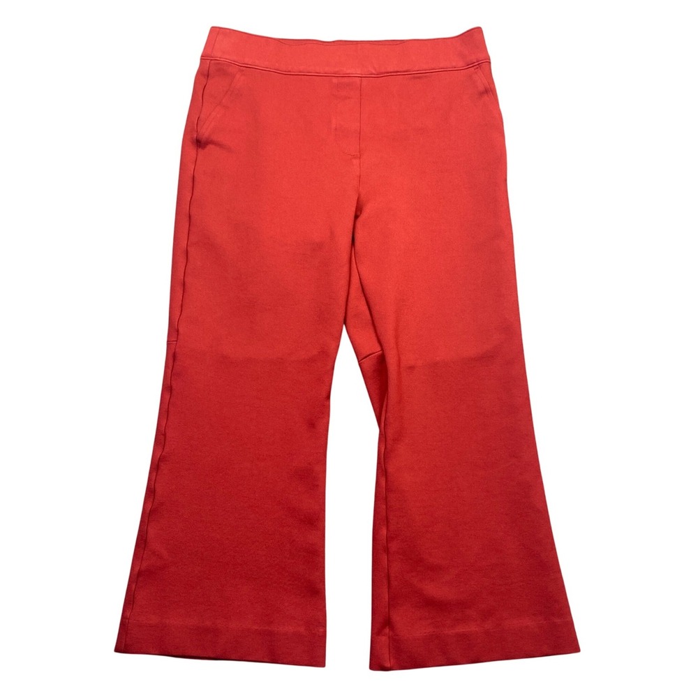 Spanx Red Cropped Wide Leg Flare Pull On Pants Size Large Petite Boho Grunge